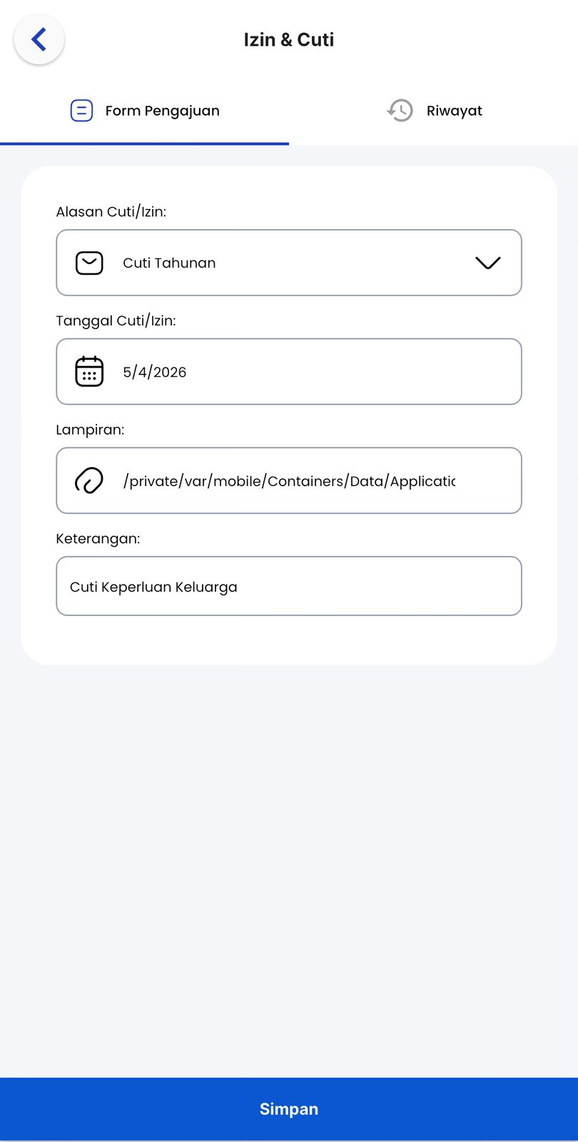 Form Pengajuan Cuti dan Izin