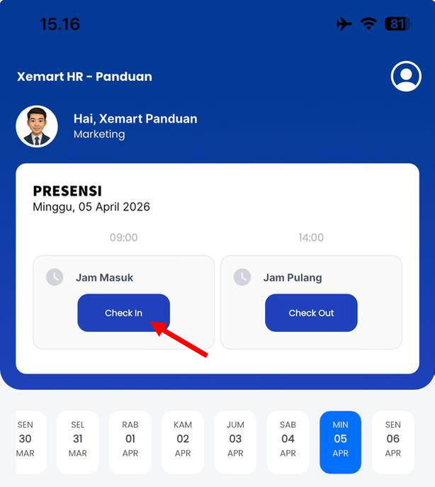 Menu Utama Pilih Jadwal