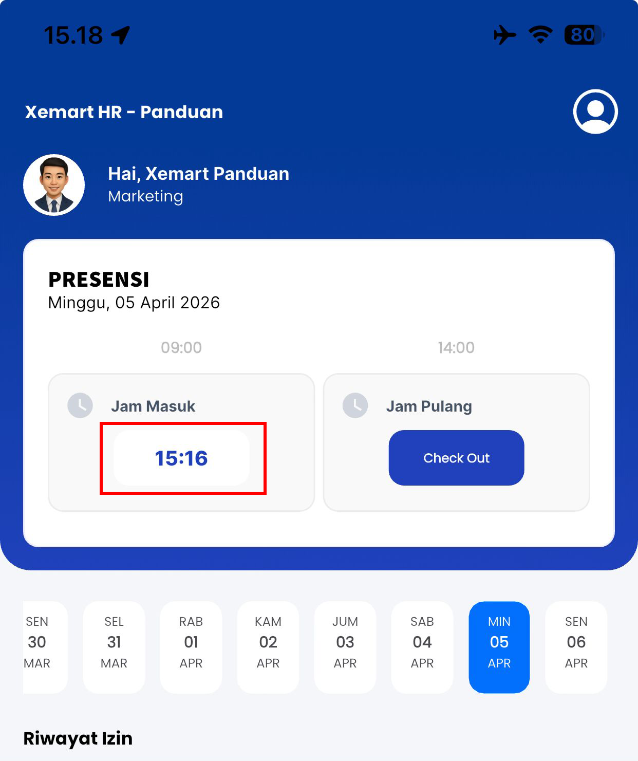 Menu Utama Pilih Jadwal