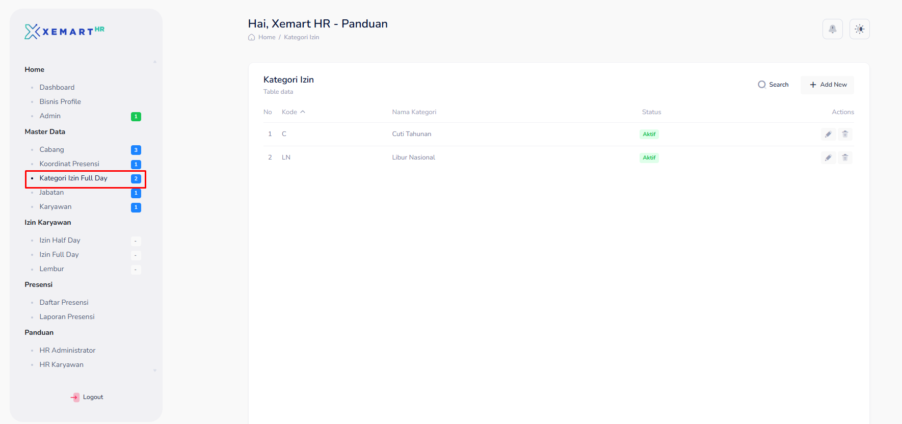 Kategori Cuti Fullday